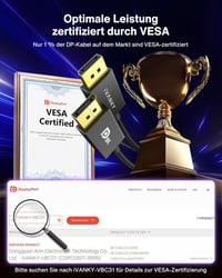 IVANKY DisplayPort 1.4 Kábel 2m, 8K 60Hz, 4K 165Hz, Gaming Monitor Kábel 2