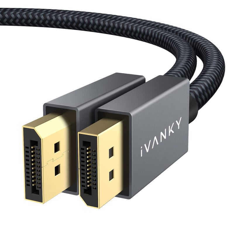 IVANKY DisplayPort kábel 4K 60Hz, 2K 144Hz, 1080p 240Hz, FreeSync G-Sync herný monitor PC grafická karta 1m sivý