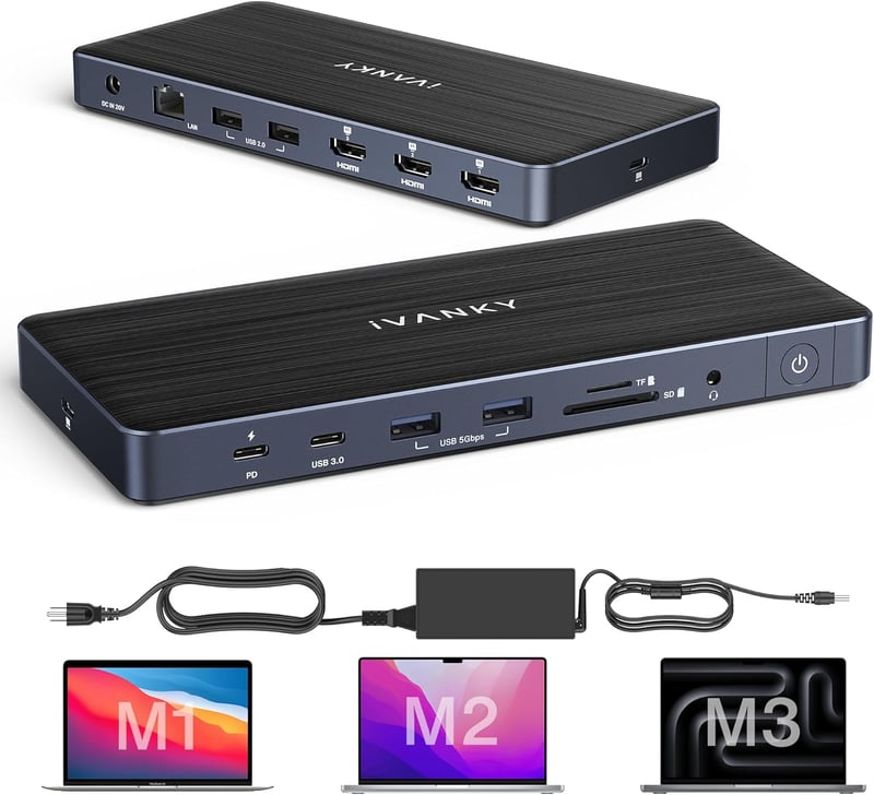 IVANKY FusionDock Pro 14 az 1-ben MacBook dokkoló 3x 4K monitor, 150W adapter, USB, Ethernet