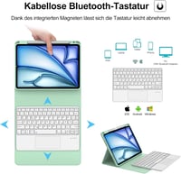 IVEOPPE iPad Air 11" Bluetooth Billentyűzet Érintőpaddal, Zöld Tok Tolltartóval 3