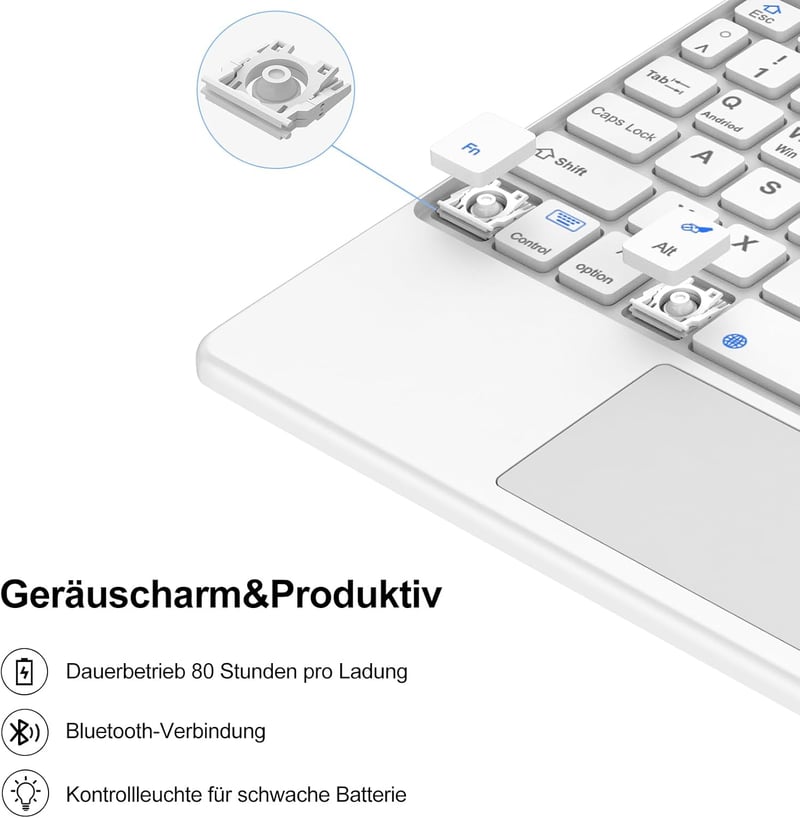 IVEOPPE iPad Air 11" Bluetooth Billentyűzet Érintőpaddal, Zöld Tok Tolltartóval