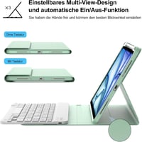 IVEOPPE iPad Air 11" Bluetooth billentyűzet tok M4/M3/M2, zöld QWERTZ 5