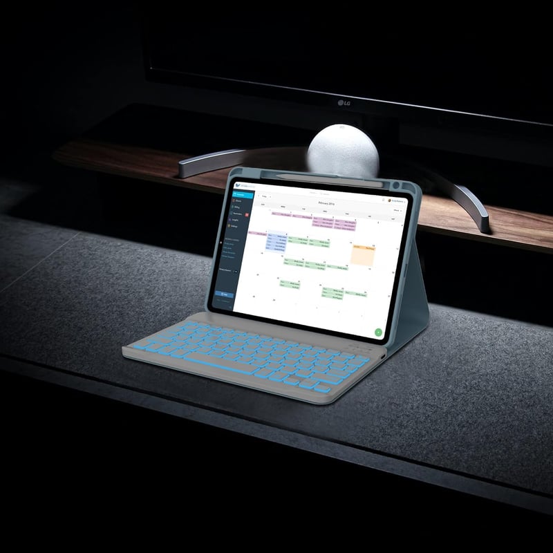 IVEOPPE iPad Air 5/4 Generáció Billentyűzet Tok Háttérvilágítással, iPad Pro 11" Bluetooth Vezeték Nélküli Billentyűzet, Égkék