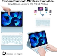 IVEOPPE iPad Air 5/4 Generáció Billentyűzet Tok Háttérvilágítással, iPad Pro 11" Bluetooth Vezeték Nélküli Billentyűzet, Égkék 4