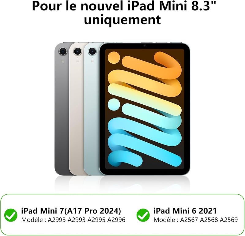 IVEOPPE iPad Mini 7/6 8.3" Billentyűzet AZERTY Francia Zöld Leválasztható