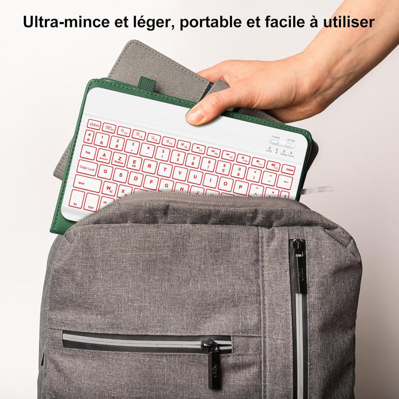IVEOPPE iPad Pro 11 2024 Tok Világító AZERTY Billentyűzettel Sky Blue