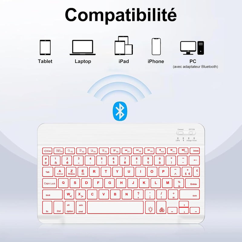 IVEOPPE iPad Pro 11 2024 Tok Világító AZERTY Billentyűzettel Sky Blue