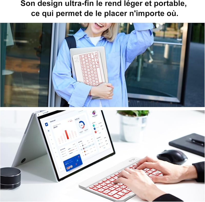 IVEOPPE iPad Pro 11 2024 Tok Világító AZERTY Billentyűzettel Sky Blue
