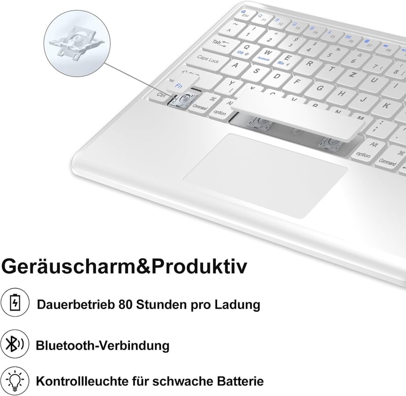 IVEOPPE iPad Pro 12.9 Billentyűzet Touchpad-dal, Mágneses QWERTZ Bluetooth Billentyűzet Tok, Kék