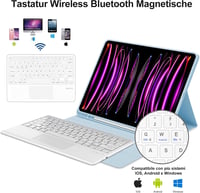 IVEOPPE iPad Pro 12.9 Billentyűzet Touchpad-dal, Mágneses QWERTZ Bluetooth Billentyűzet Tok, Kék 3