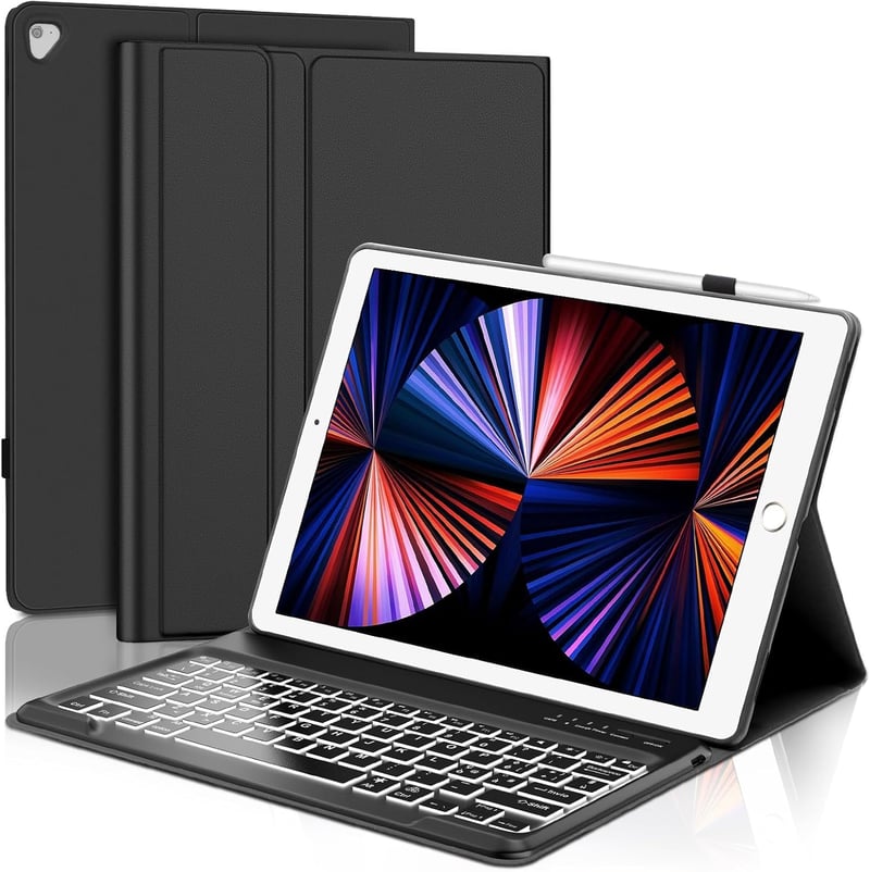 IVEOPPE iPad Pro 12.9 Bluetooth Billentyűzet Tok Világítással 2017/2015