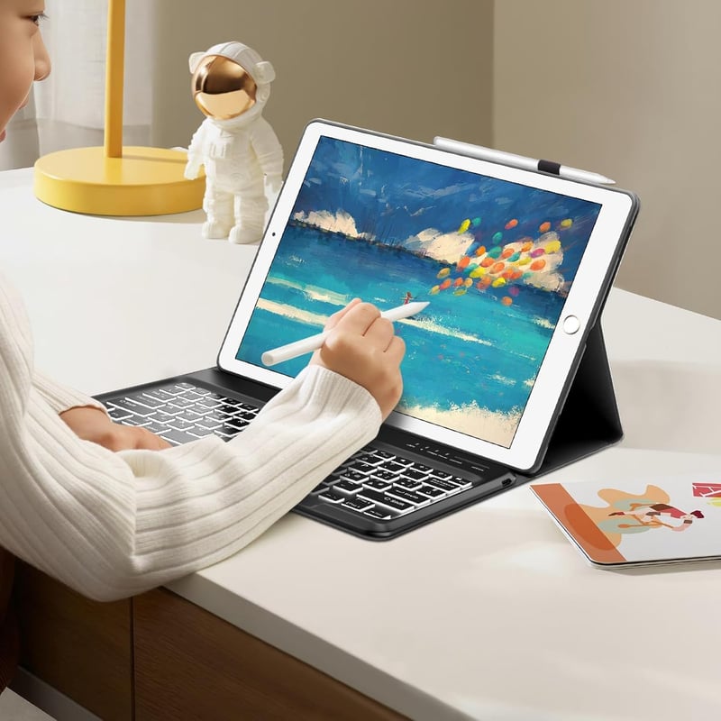 IVEOPPE iPad Pro 12.9 Bluetooth Billentyűzet Tok Világítással 2017/2015