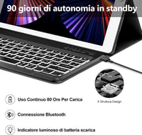 IVEOPPE iPad Pro 12.9 Bluetooth Billentyűzet Tok Világítással 2017/2015 5