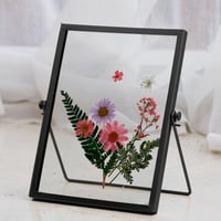 IVEOPPE Fotorámik A5 Sklo Kov Čierna 15x20 cm – 2 ks Dvojitý presklený fotorámik do domácnosti a kancelárie na rastlinné motívy a sušené kvety 4