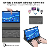 IVEOPPE Lenovo Tab M10 FHD Plus 10.3" Bluetooth Billentyűzetes Tok (TB-X606F/TB-X606X/TB-X6C6F) Olasz Kiosztás, Háttérvilágítással, Fekete 3