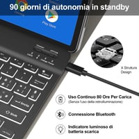 IVEOPPE Lenovo Tab M10 FHD Plus 10.3" Bluetooth Billentyűzetes Tok (TB-X606F/TB-X606X/TB-X6C6F) Olasz Kiosztás, Háttérvilágítással, Fekete 5