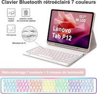IVEOPPE Lenovo Tab P12 12,7" Billentyűzetes Tok AZERTY Hátérvilágítás 5