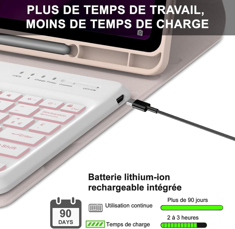 IVEOPPE Lenovo Tab P12 12,7" Billentyűzetes Tok AZERTY Hátérvilágítás