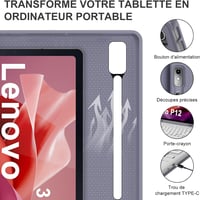IVEOPPE Lenovo Tab P12 12,7" Billentyűzetes Tok AZERTY Lavanda 8