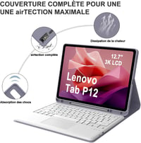 IVEOPPE Lenovo Tab P12 12,7" Billentyűzetes Tok AZERTY Lavanda 7