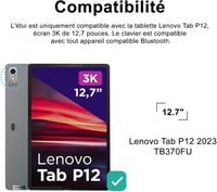 IVEOPPE Lenovo Tab P12 12,7" Billentyűzetes Tok AZERTY Hátérvilágítás 2