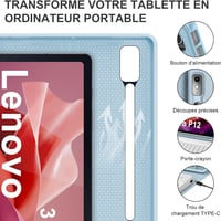 IVEOPPE Lenovo Tab P12 12.7" Leválasztható AZERTY Billentyűzet Tok Égkék 8