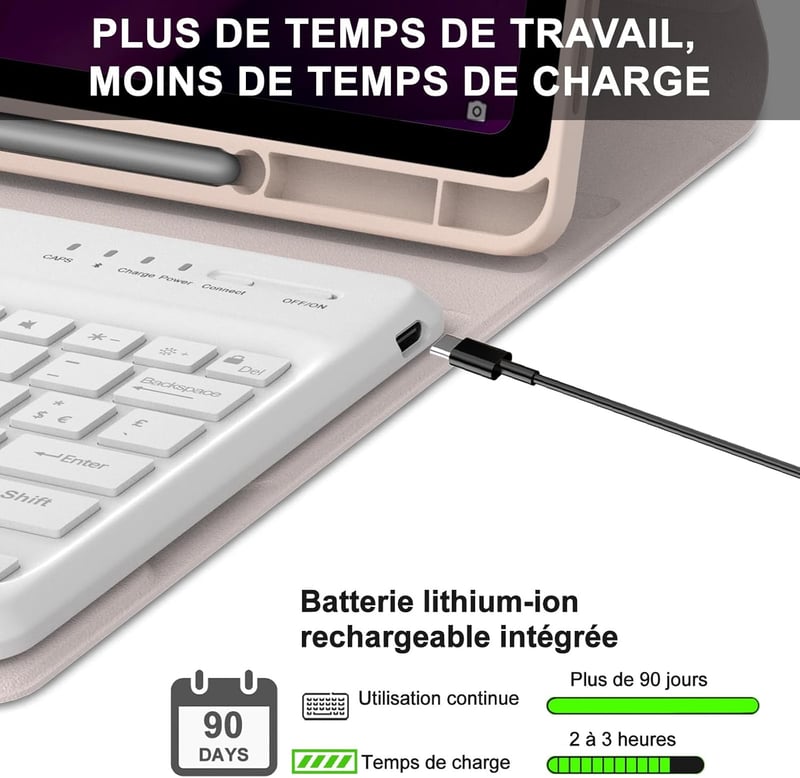 IVEOPPE Lenovo Tab P12 12,7" Védőtok AZERTY Billentyűzettel Rózsaszín