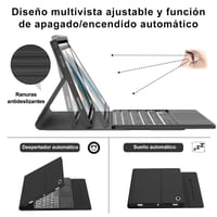 IVEOPPE Puzdro s klávesnicou a touchpadom pre Samsung Galaxy Tab A9 Plus 11", španielske rozloženie, odnímateľné podsvietenie, Bluetooth, čierne 6