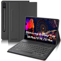 Puzdro s Bluetooth klávesnicou IVEOPPE pre Samsung Galaxy Tab S7 FE/S7 Plus/S8 Plus 12,4", španielske rozloženie Ñ, 7-farebné podsvietenie, odnímateľné, sivé 1