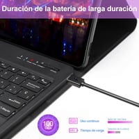 Puzdro s Bluetooth klávesnicou IVEOPPE pre Samsung Galaxy Tab S7 FE/S7 Plus/S8 Plus 12,4", španielske rozloženie Ñ, 7-farebné podsvietenie, odnímateľné, sivé 8