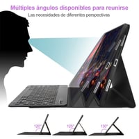 Puzdro s Bluetooth klávesnicou IVEOPPE pre Samsung Galaxy Tab S7 FE/S7 Plus/S8 Plus 12,4", španielske rozloženie Ñ, 7-farebné podsvietenie, odnímateľné, sivé 5