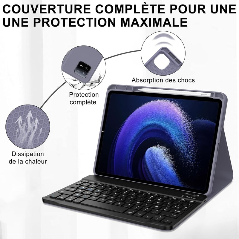 IVEOPPE Xiaomi Pad 6 11" bőr tok mágneses AZERTY billentyűzettel