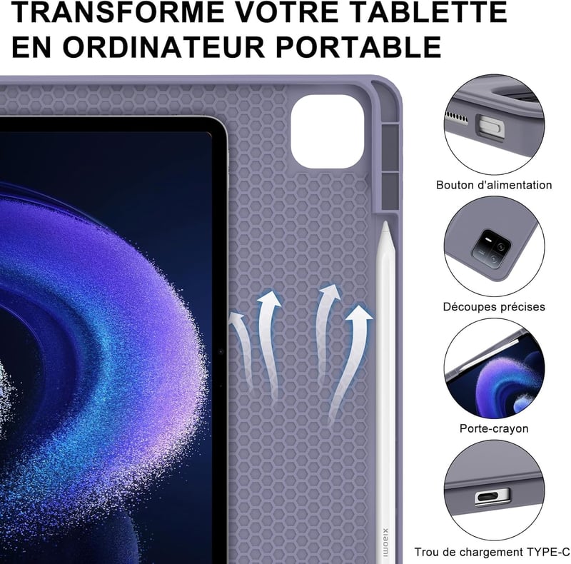 IVEOPPE Xiaomi Pad 6 11" bőr tok mágneses AZERTY billentyűzettel