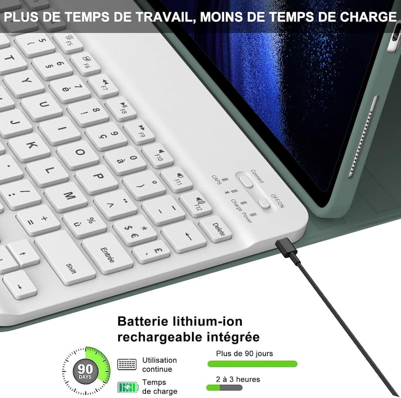 IVEOPPE Xiaomi Pad 6 11" bőr tok mágneses AZERTY billentyűzettel