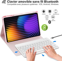 IVEOPPE Xiaomi Pad 8/Pro 11.2" Leválasztható Billentyűzet Tok AZERTY Pink 3