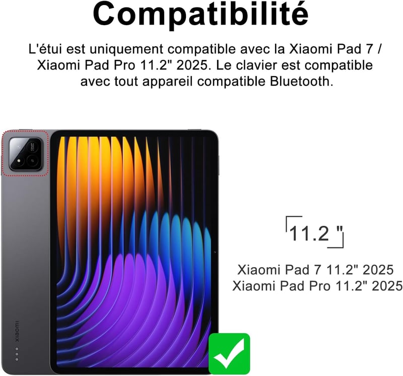 IVEOPPE Xiaomi Pad 8/Pro 11.2" Leválasztható Billentyűzet Tok AZERTY Pink