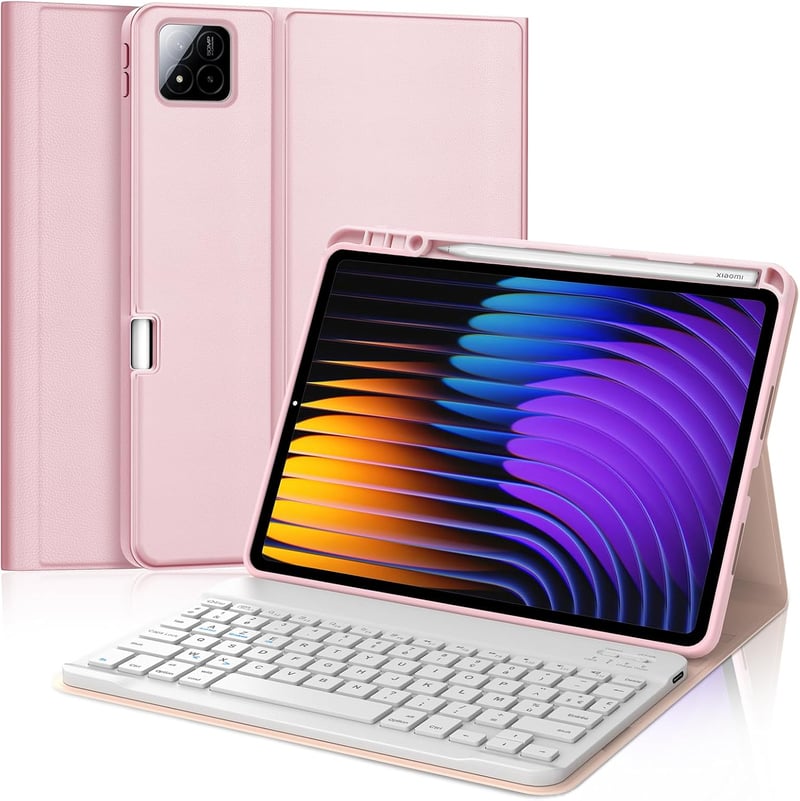 IVEOPPE Xiaomi Pad 8/Pro 11.2" Leválasztható Billentyűzet Tok AZERTY Pink