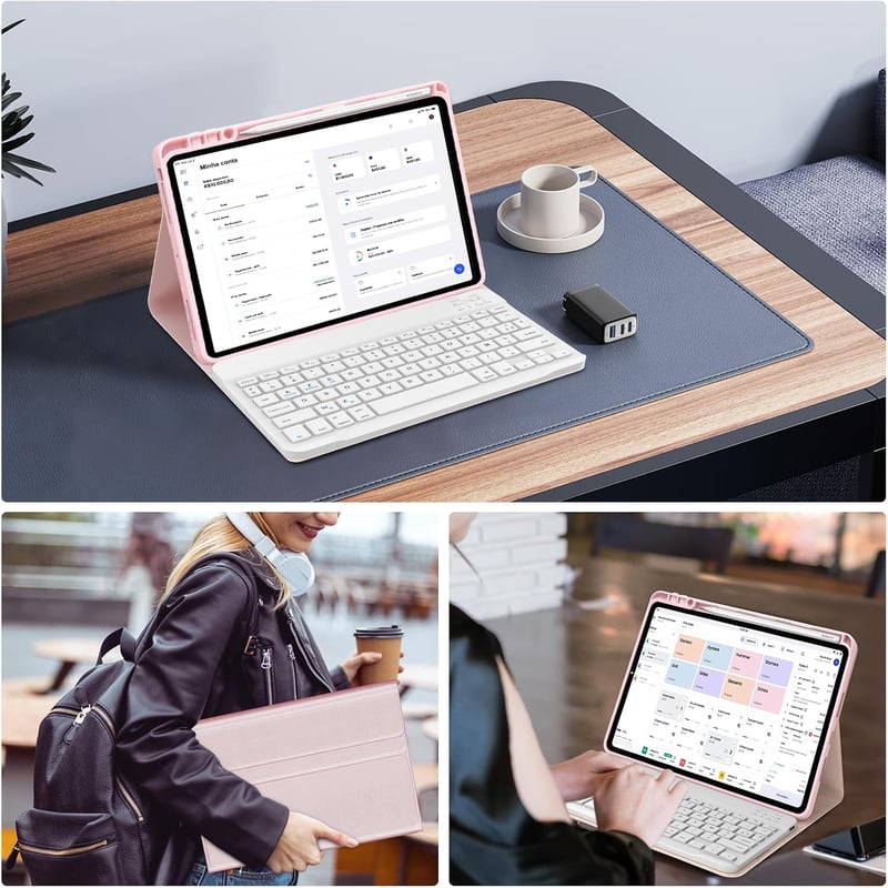 IVEOPPE Xiaomi Pad 8/Pro 11.2" Leválasztható Billentyűzet Tok AZERTY Pink
