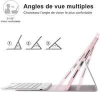 IVEOPPE Xiaomi Pad 8/Pro 11.2" Leválasztható Billentyűzet Tok AZERTY Pink 5