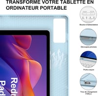 IVEOPPE Xiaomi Redmi Pad SE és Redmi Pad 2 11 hüvelykes levehető Bluetooth billentyűzet tok tolltartóval világoskék AZERTY francia kiosztáss 8