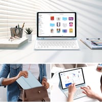 IVEOPPE Xiaomi Redmi Pad SE és Redmi Pad 2 11 hüvelykes levehető Bluetooth billentyűzet tok tolltartóval világoskék AZERTY francia kiosztáss 9