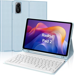 IVEOPPE Xiaomi Redmi Pad SE és Redmi Pad 2 11 hüvelykes levehető Bluetooth billentyűzet tok tolltartóval világoskék AZERTY francia kiosztáss