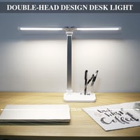 iVict Dupla Karos LED Íróasztali Lámpa - 5 Fényerősség, Érintésvezérlés, 45 Perces Időzítő, USB Töltőport, Memória Funkció, Fehér 7