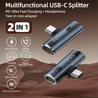 IVIVTOR USB-C Fejhallgató Töltő Adapter - 2 az 1-ben Audio Adapter és 100W Gyorstöltés Laptophoz Tablethez Okostelefonhoz - Szürke 4
