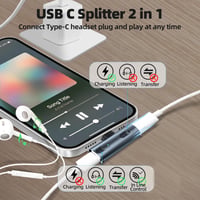 IVIVTOR USB-C Fejhallgató Töltő Adapter - 2 az 1-ben Audio Adapter és 100W Gyorstöltés Laptophoz Tablethez Okostelefonhoz - Szürke 3