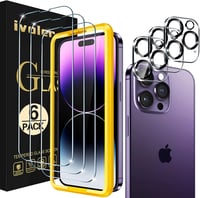 ivoler 3+3 Edzett Üveg Képernyővédő Fólia iPhone 14 Pro 6.1" Készülékhez - 9H Keménységű HD Átlátszó Védőfólia Kamera Védelemmel és Pozicion 1