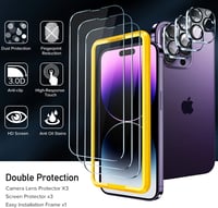 ivoler 3+3 Edzett Üveg Képernyővédő Fólia iPhone 14 Pro 6.1" Készülékhez - 9H Keménységű HD Átlátszó Védőfólia Kamera Védelemmel és Pozicion 5