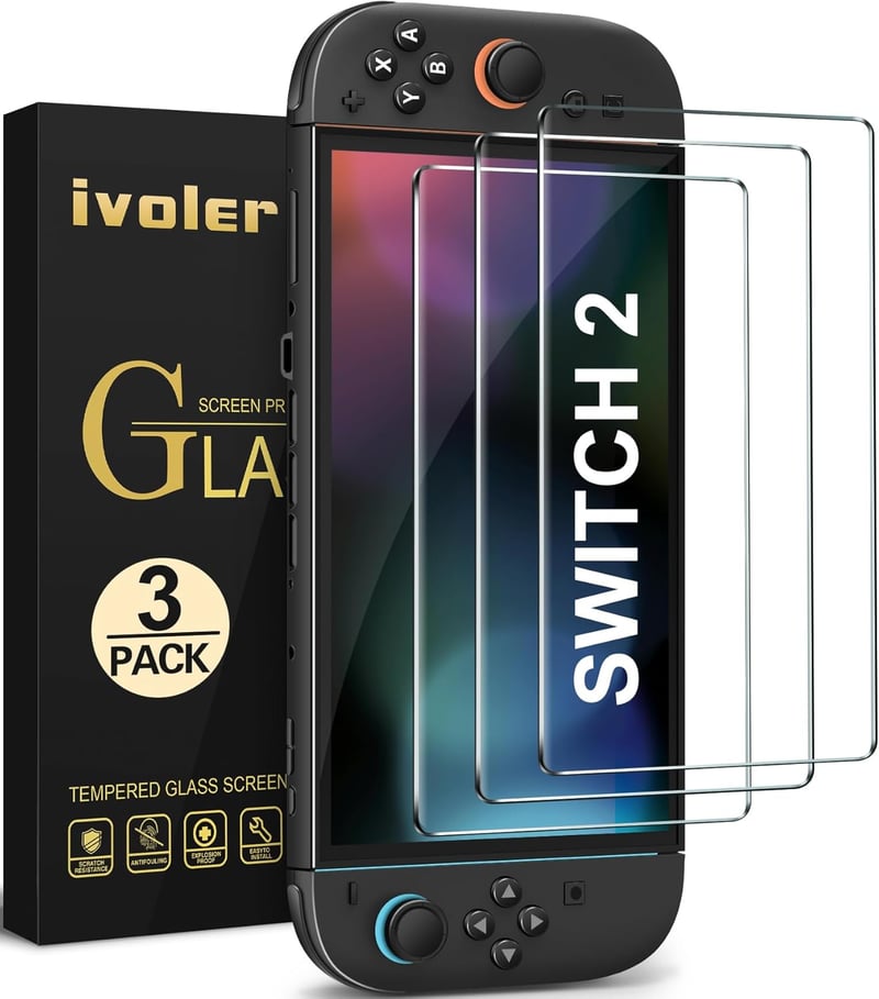 ivoler 3 db Edzett Üveg Képernyővédő Fólia Nintendo Switch 2 (2025) Modellhez - Karcálló, Buborékmentes, HD Tisztaságú Kijelzővédő