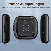 ivoler 3 ks ochranného krytu s ochranou displeja pre inteligentné hodinky Fitbit Versa 4 / Fitbit Sense 2, nárazuvzdorné, odolné proti poškriabaniu, tenké TPU puzdro, 2 priehľadné + 1 čierne 4