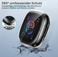 ivoler 3 ks ochranného krytu s ochranou displeja pre inteligentné hodinky Fitbit Versa 4 / Fitbit Sense 2, nárazuvzdorné, odolné proti poškriabaniu, tenké TPU puzdro, 2 priehľadné + 1 čierne 3